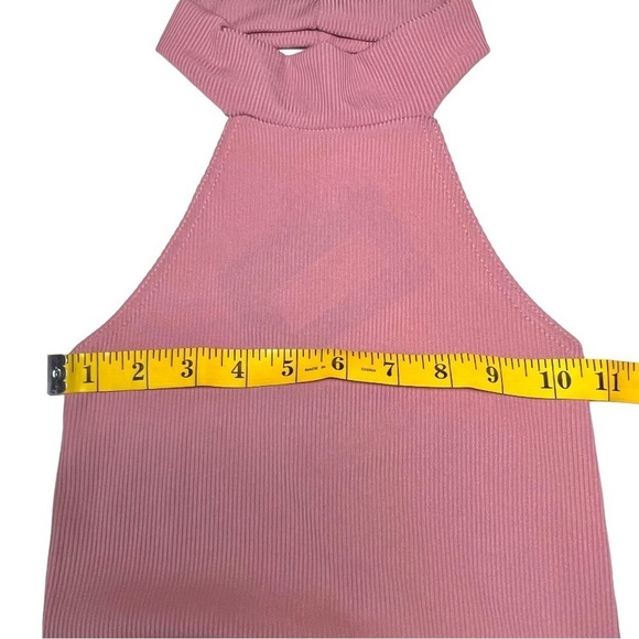 Pretty Little Thing | Basic Mauve Ribbed High Neck Split Detail Dress Sz 0 - Picture 3 of 8